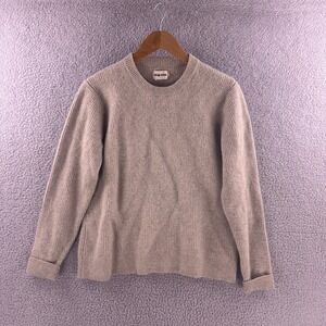 Taylor Stitch Waffle Knit Crew Neck Sweater Tan Beige Size 40 Wool Cashmere
